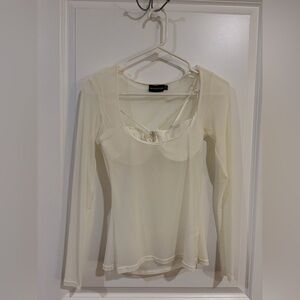 Cream Mesh Corset Top Long Sleeve – PrettyLittleThing Size 6 Bust Cup Party Top